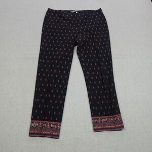 J Jill Pants Womens 8 Petite Black Red Print Premium Bistretch Pull On Slim Fit
